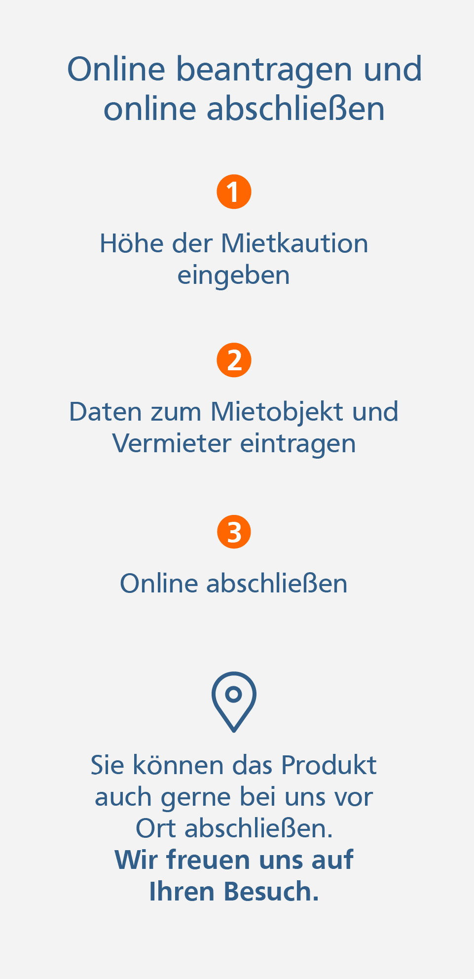 Mietbürgschaft Mietbürgschaft online beantragen und abschließen: 1. Basisdaten zum Mietobjekt eingeben, 2. Individuellen Versicherungsvorschlag erhalten, 3. Online-Antrag ausfüllen und online abschließen